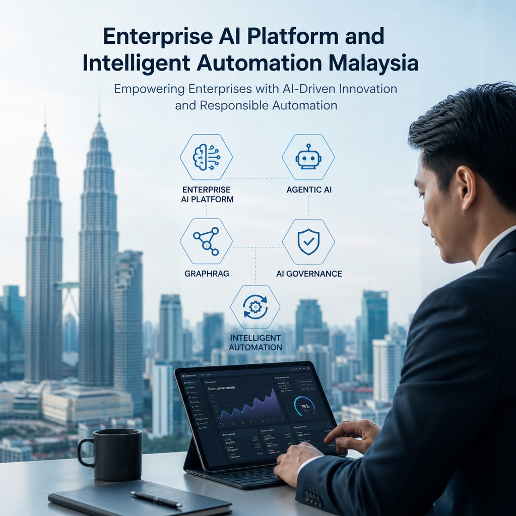 Enterprise AI platform dashboard for intelligent automation, agentic AI, GraphRAG, and AI governance in Malaysia